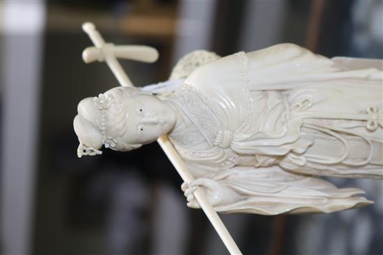 A Chinese ivory carving, late 19th century, He Xiang height 23cm